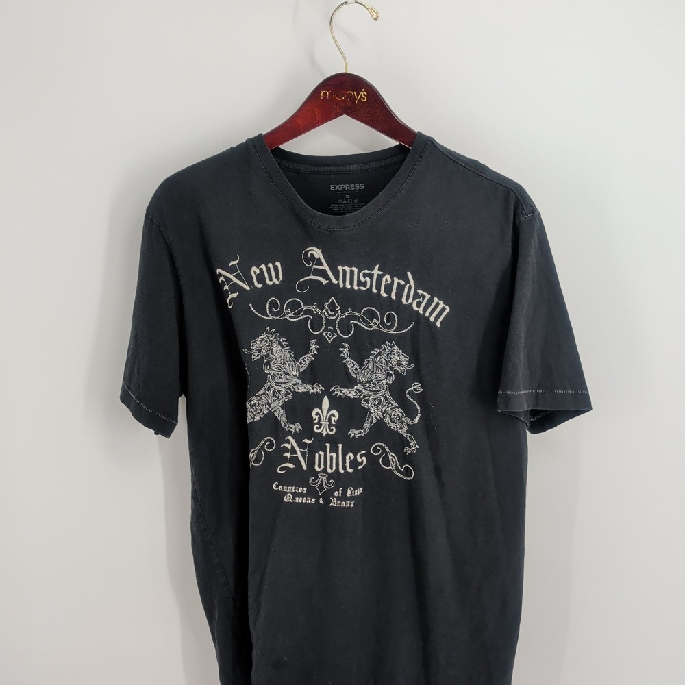 Vintage Express New Amsterdam Nobles Embroidered Pullover T-Shirt Black Size‎ XL - Picture 2 of 9